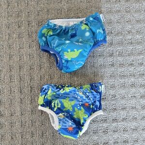 Kids Dinosaur and Turtle Swim Diapers - Blue and Green